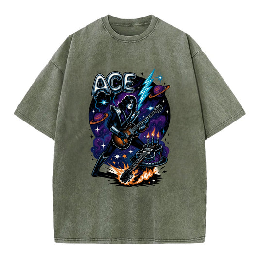 Ace Birthday Celebration - Vintage T-shirt - Army Green