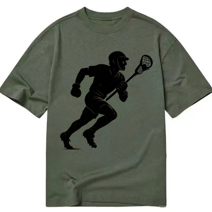 Lacrosse player cradling and running - Classic T-shirt - Army Green