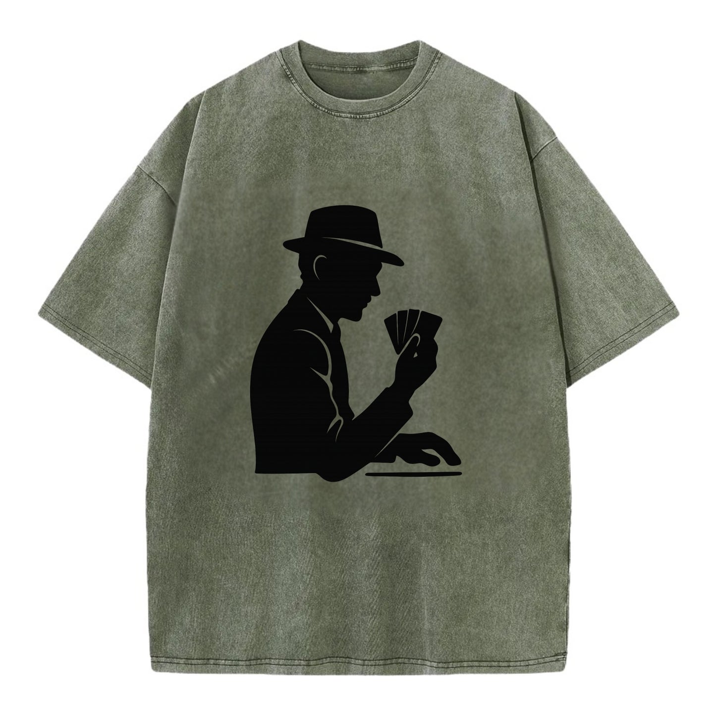 Poker player with cards close - Vintage T-shirt - Army Green