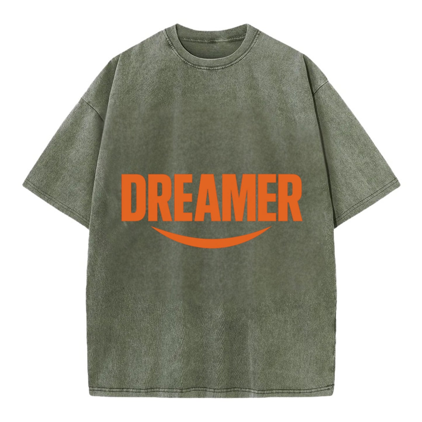 Bold typography design - "DREAMER" - imagination, seeing possibilities - Vintage T-shirt - Army Green
