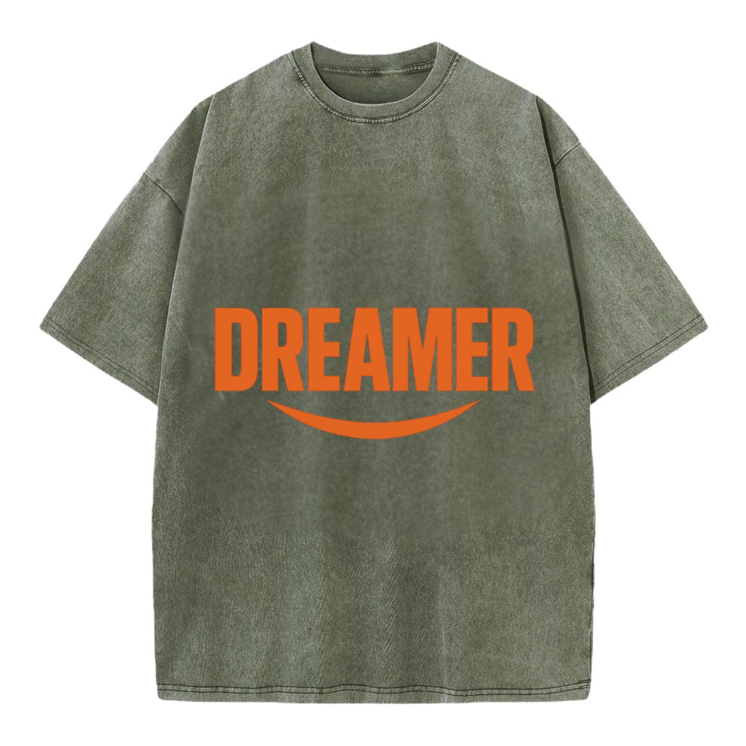 Bold typography design - "DREAMER" - imagination, seeing possibilities - Vintage T-shirt - Army Green