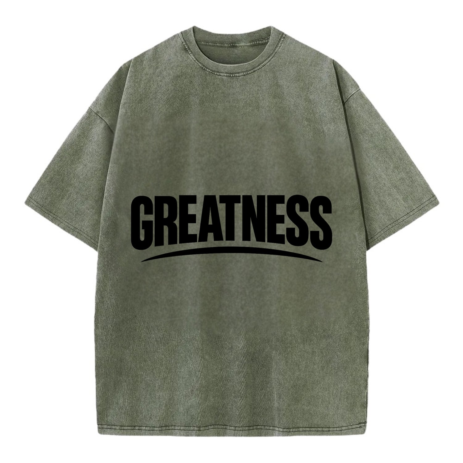 Bold typography design - "GREATNESS" - achieving excellence, reaching potential - Vintage T-shirt - Army Green