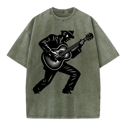 Guitarist playing acoustic guitar - Vintage T-shirt - Army Green