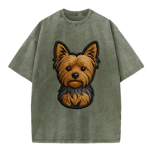 Yorkshire Terrier - Modern tiny dog logo - Vintage T-shirt