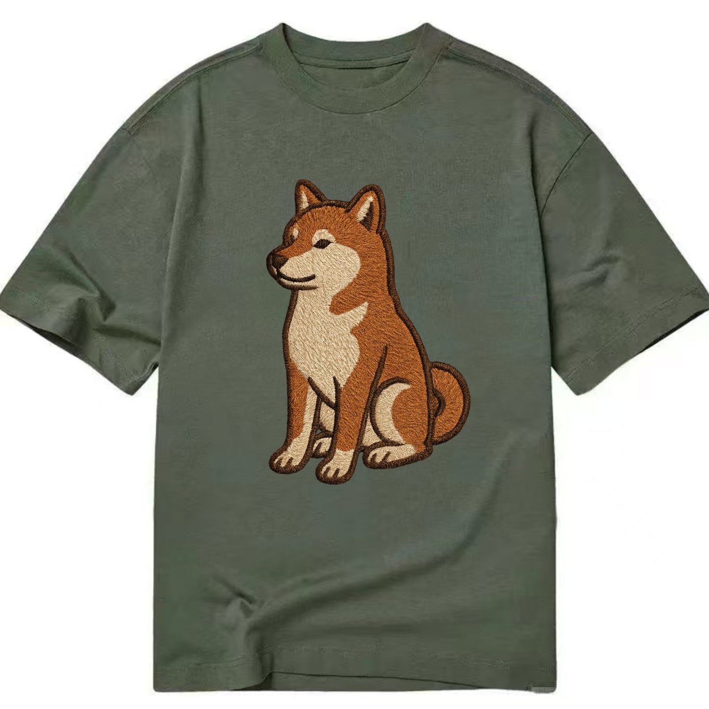 Shiba Inu - Red sesame embroidered sitti Classic T-shirt - Army Green