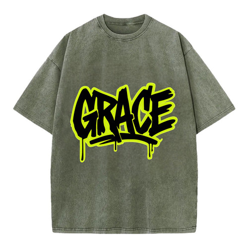 Bold typography design - GRACE - elegance under pressure, divine favor - Vintage T-shirt