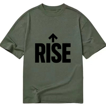 Bold typography design - "RISE" - getting up, ascending, elevating - Classic T-shirt - Army Green