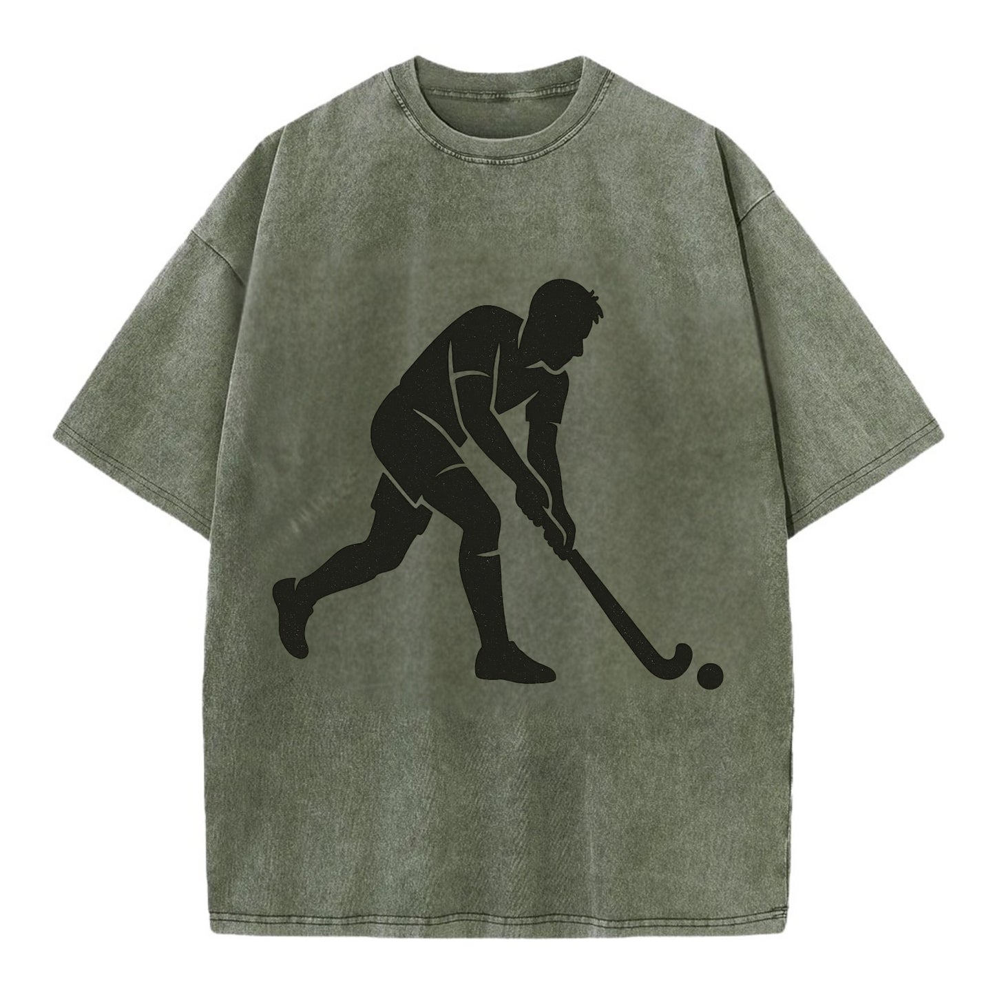 Field hockey player striking the ball - Vintage T-shirt - Army Green