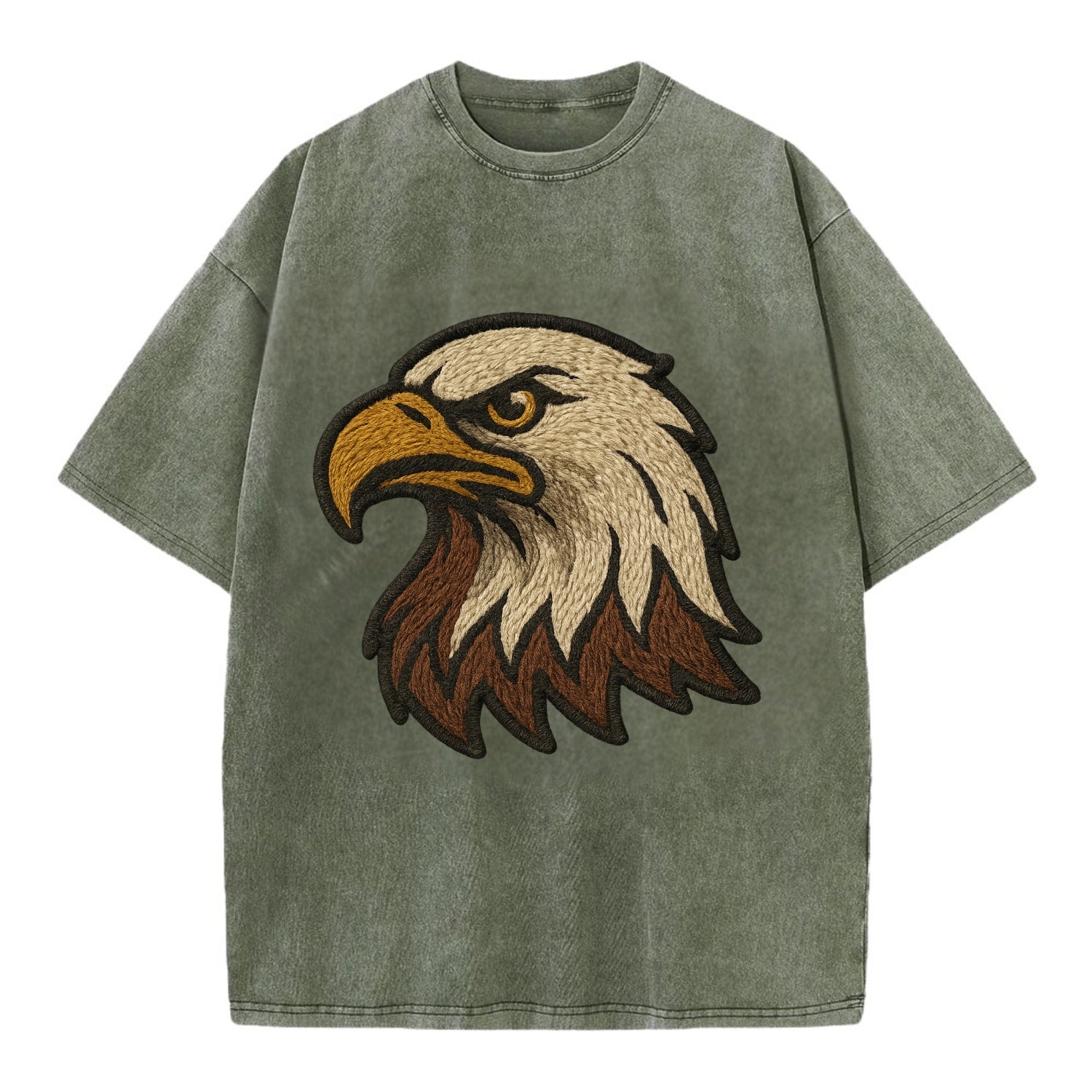 American Eagle Head  - Vintage T-shirt - Army Green