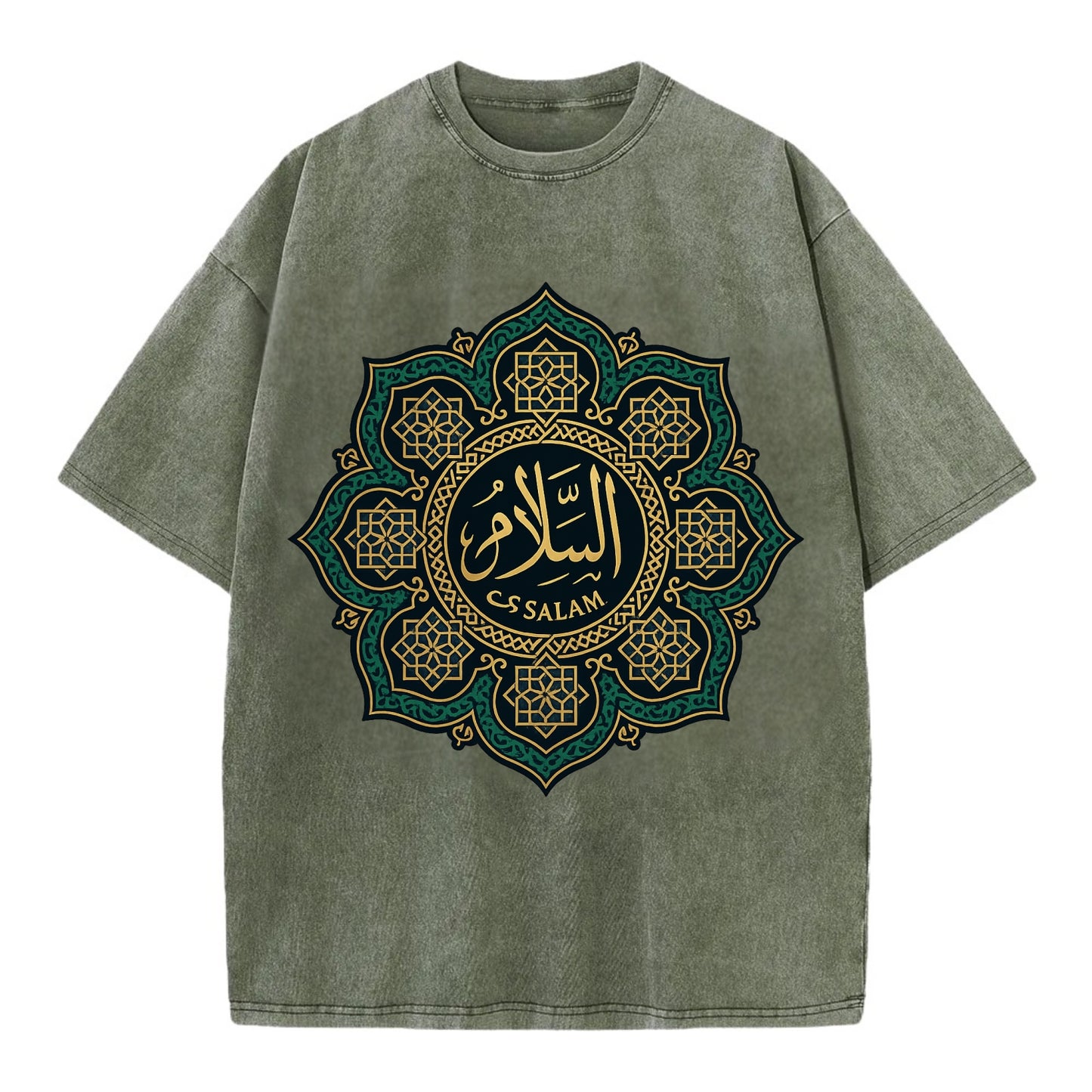 As-Salam Mandala - Vintage T-shirt - Army Green