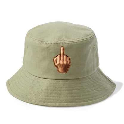 MIDDLE FINGER - hand gesture in skin tone , attitude - Bucket Hat - Army Green