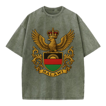 Malawi Royal Logo  - Vintage T-shirt - Army Green
