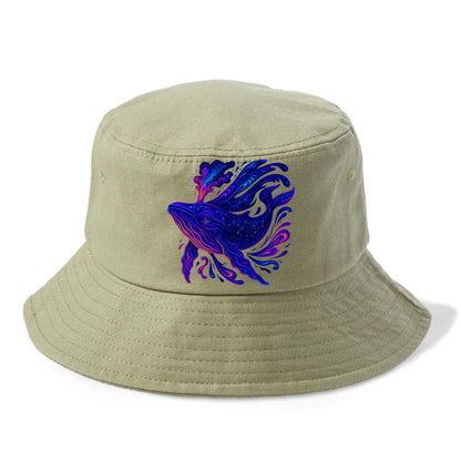 Majestic whale with body composed of galaxy clusters, stellar fins flowing like cosmic - Bucket Hat - Army Green