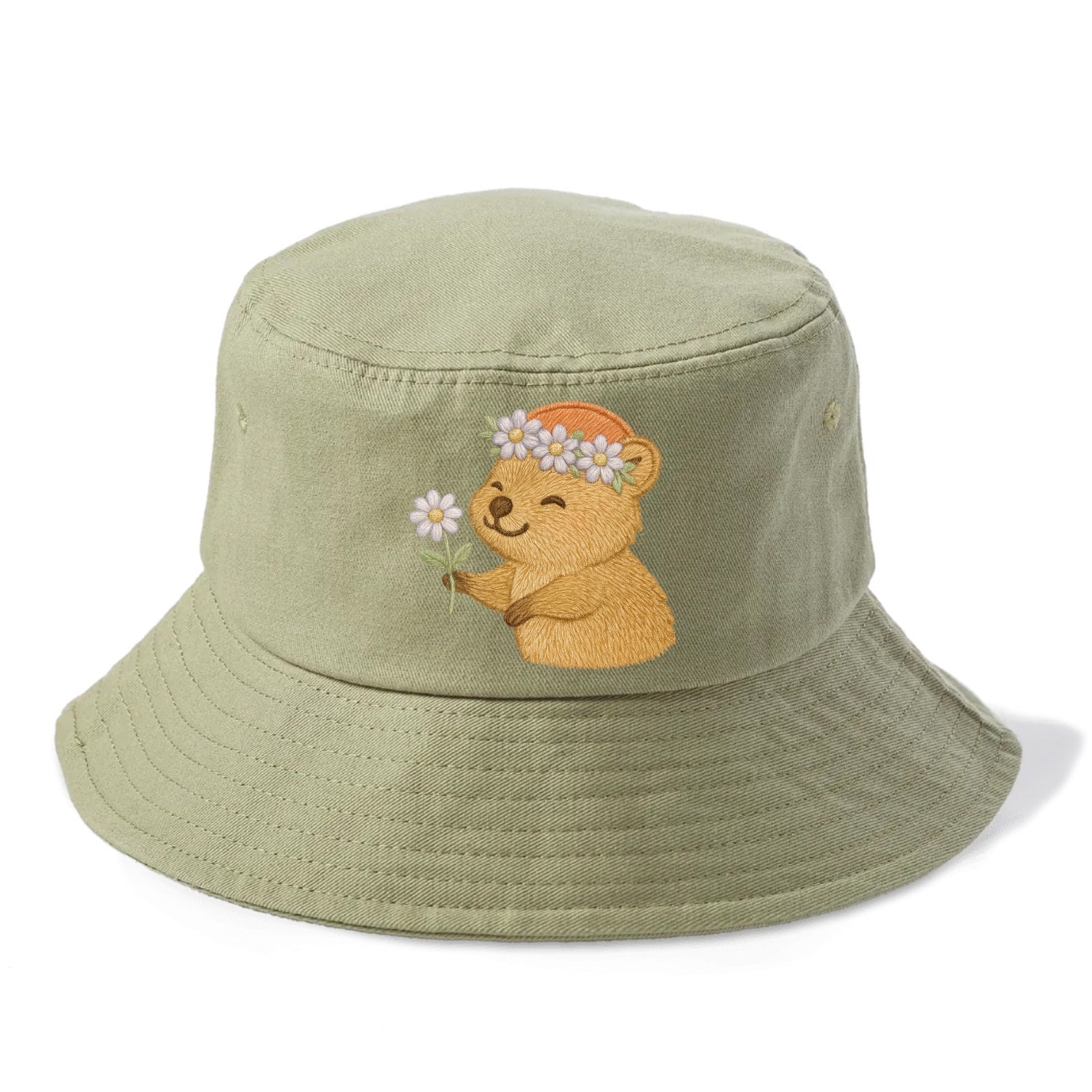 Quokka Daisy Chain - Bucket Hat - Army Green