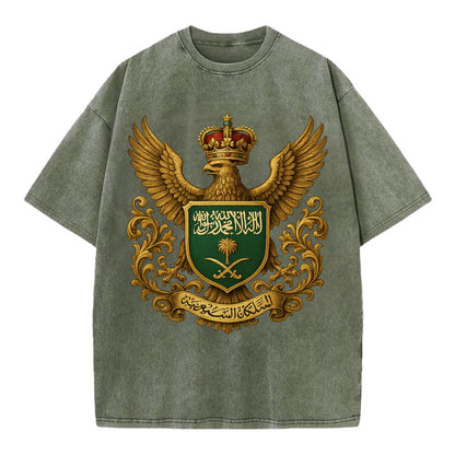 Saudi Arabia Heritage Badge  - Vintage T-shirt - Army Green