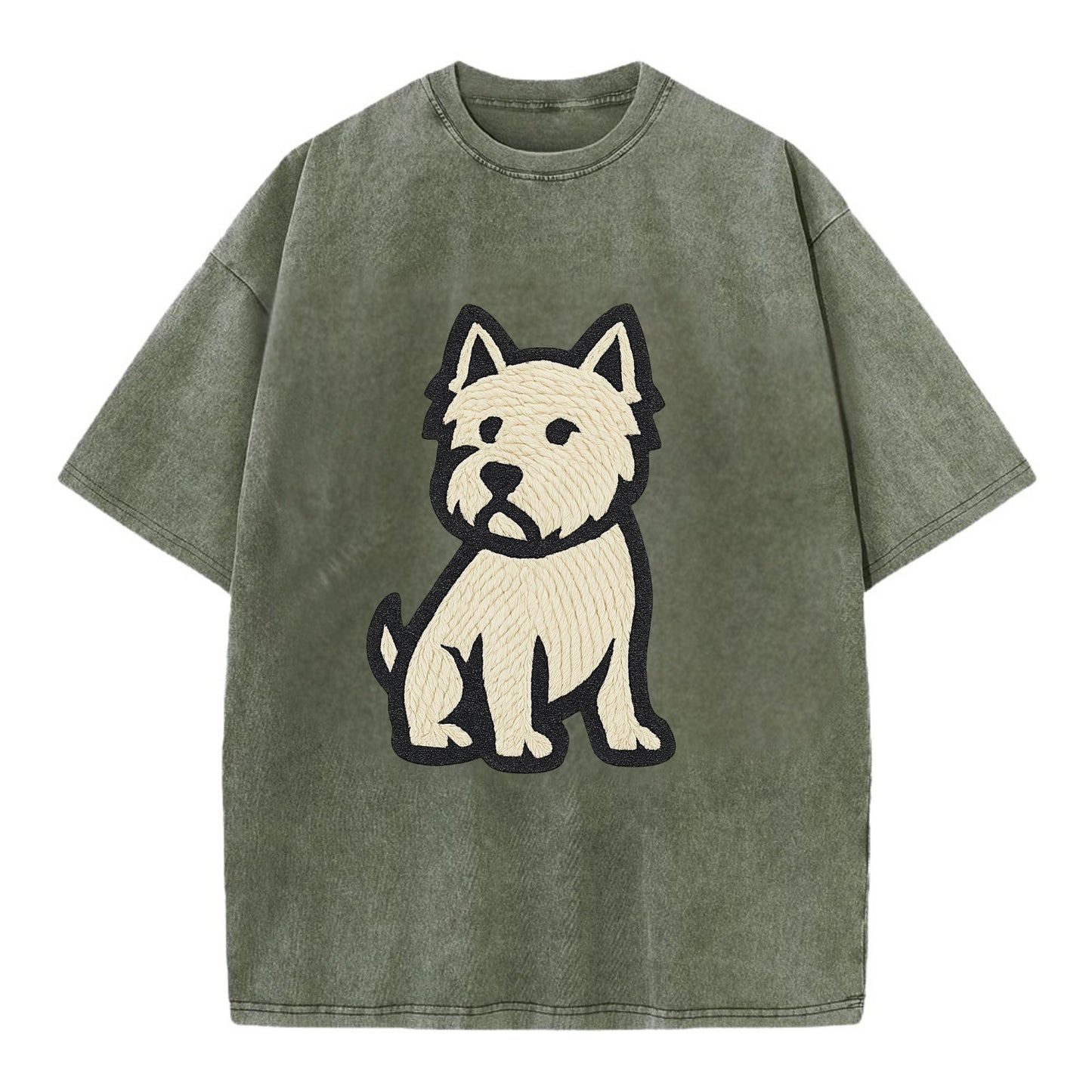 West Highland White Terrier - Alert stan Vintage T-shirt - Army Green