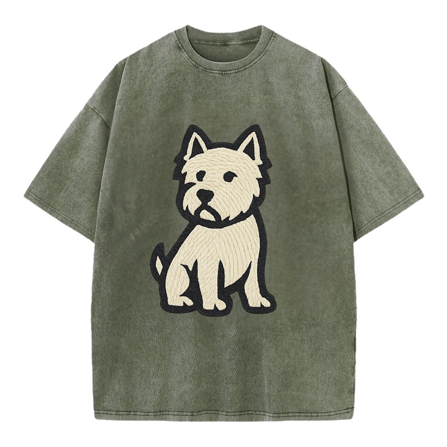 West Highland White Terrier - Alert stan Vintage T-shirt - Army Green