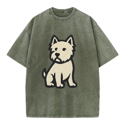 West Highland White Terrier - Alert stan Vintage T-shirt - Army Green
