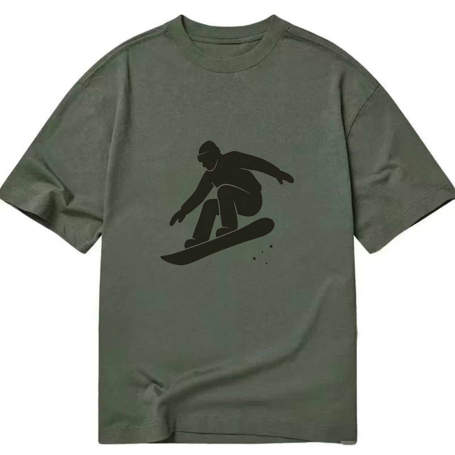 Snowboarder catching air off a jump - Classic T-shirt - Army Green