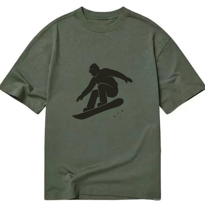 Snowboarder catching air off a jump - Classic T-shirt - Army Green