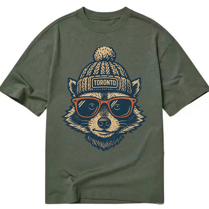 Toronto Raccoon wearing Toronto beanie w - Classic T-shirt - Army Green