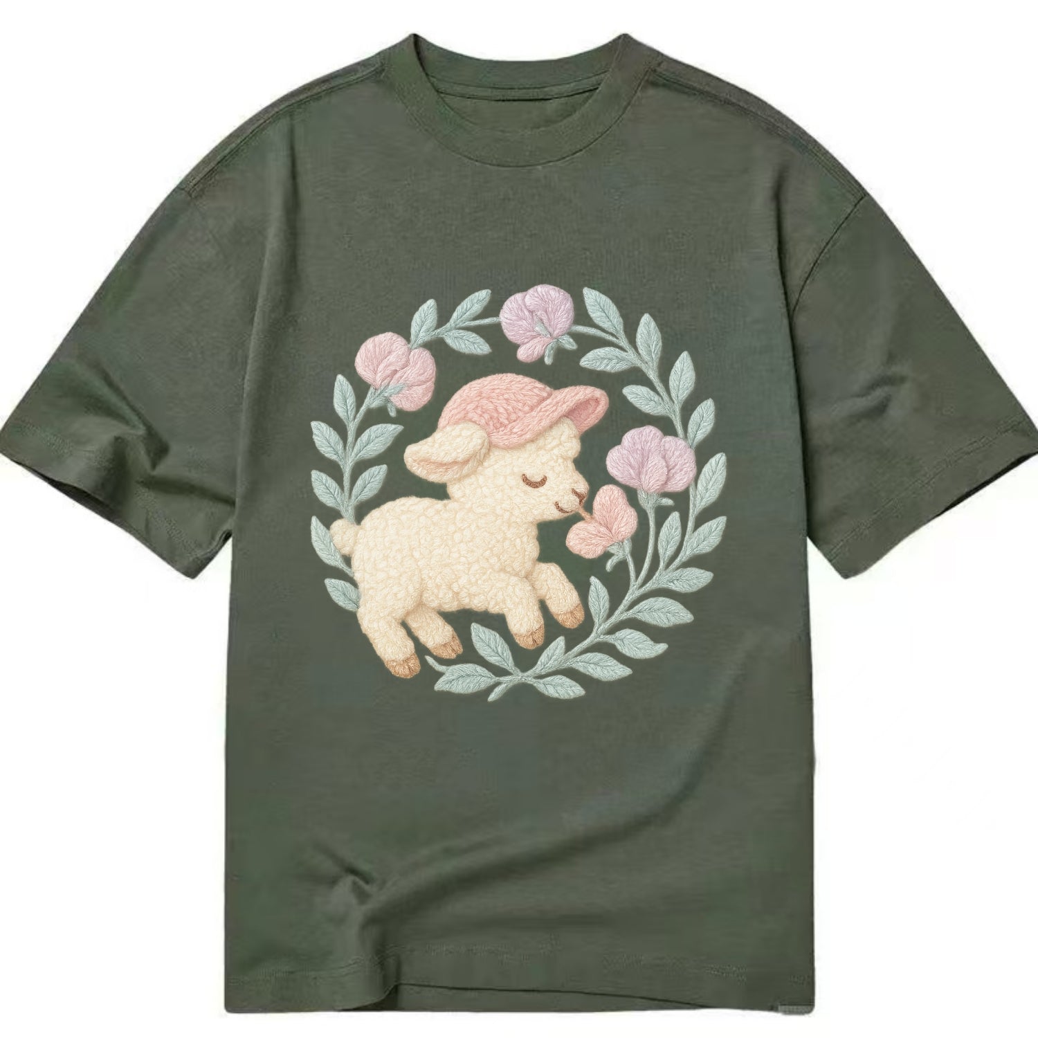 Lamb Sweet Peas  - Classic T-shirt - Army Green