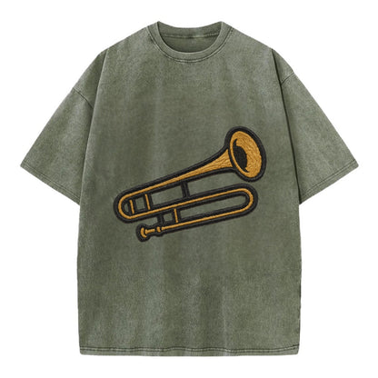 Trombone  - Vintage T-shirt - Army Green