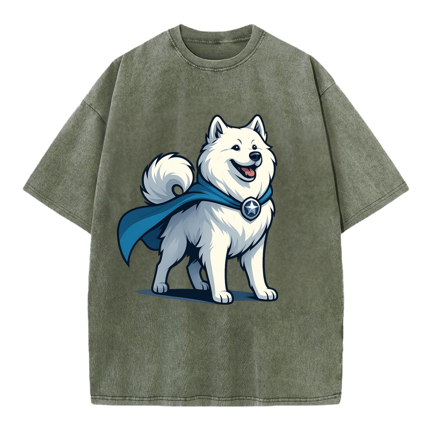 Samoyed Winter Hero  - Vintage T-shirt - Army Green