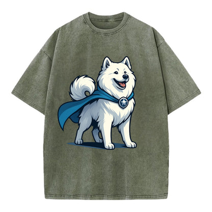 Samoyed Winter Hero  - Vintage T-shirt - Army Green