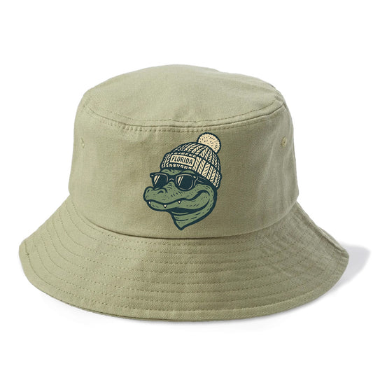 Gainesville Gator wearing Florida beanie - Bucket Hat - Army Green