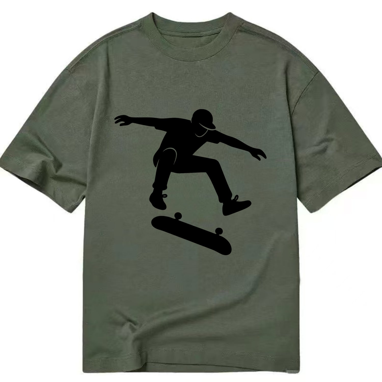 Skateboarder doing kickflip trick - Classic T-shirt - Army Green