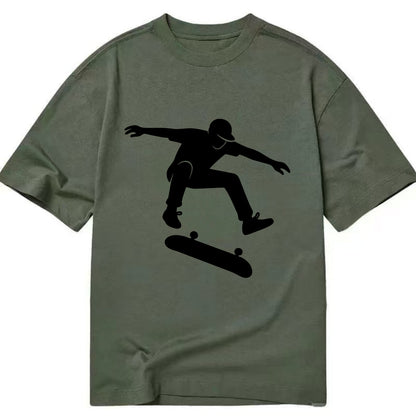 Skateboarder doing kickflip trick - Classic T-shirt - Army Green