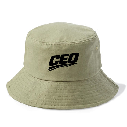 Bold typography design - "CEO" - chief executive, running things - Bucket Hat - Army Green