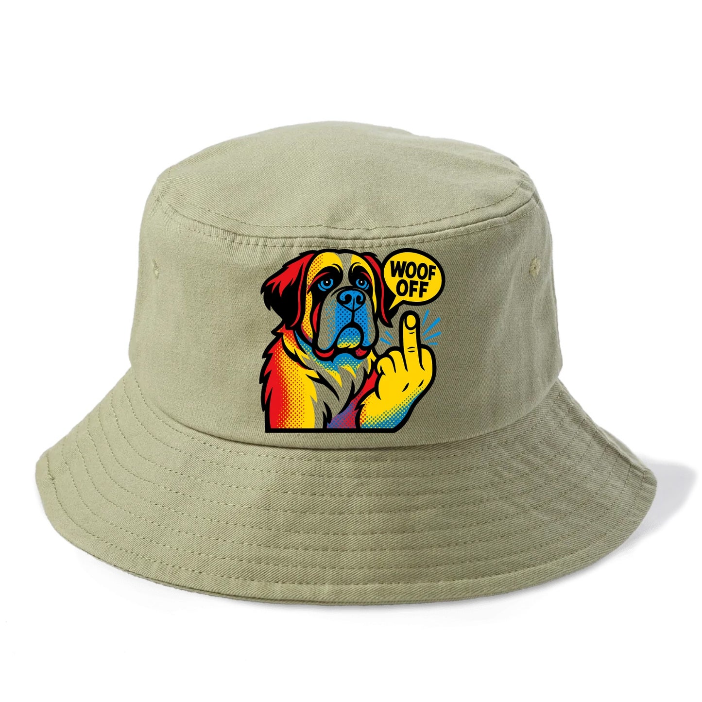 Saint Bernard with gentle giant face and droopy jowls, huge paw raised - Bucket Hat - Army Green