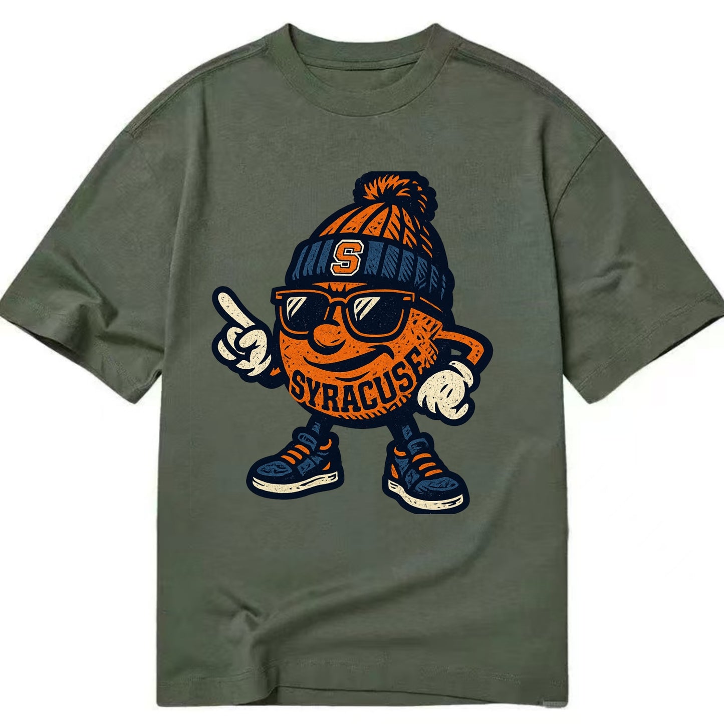 Syracuse Orange wearing Syracuse beanie with S patch - Classic T-shirt - Army Green