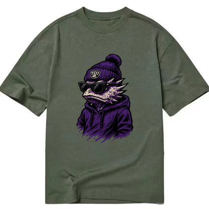 Fort Worth Horned Frog wearing TCU beanie with frog patch - Classic T-shirt - Army Green