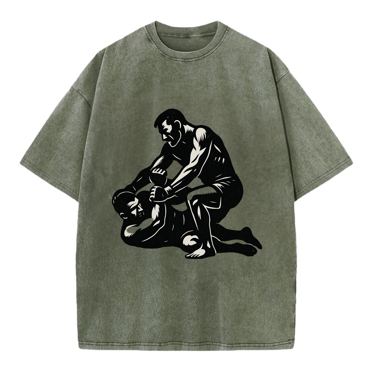 MMA fighter in ground submission hold - Vintage T-shirt - Army Green