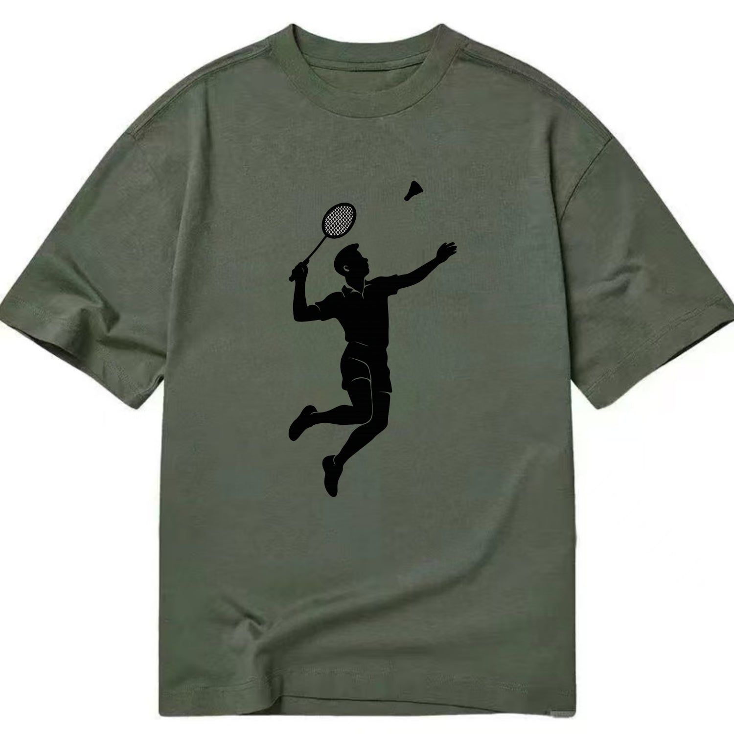 Badminton player jumping for a smash - Classic T-shirt - Army Green