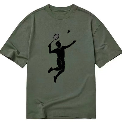 Badminton player jumping for a smash - Classic T-shirt - Army Green