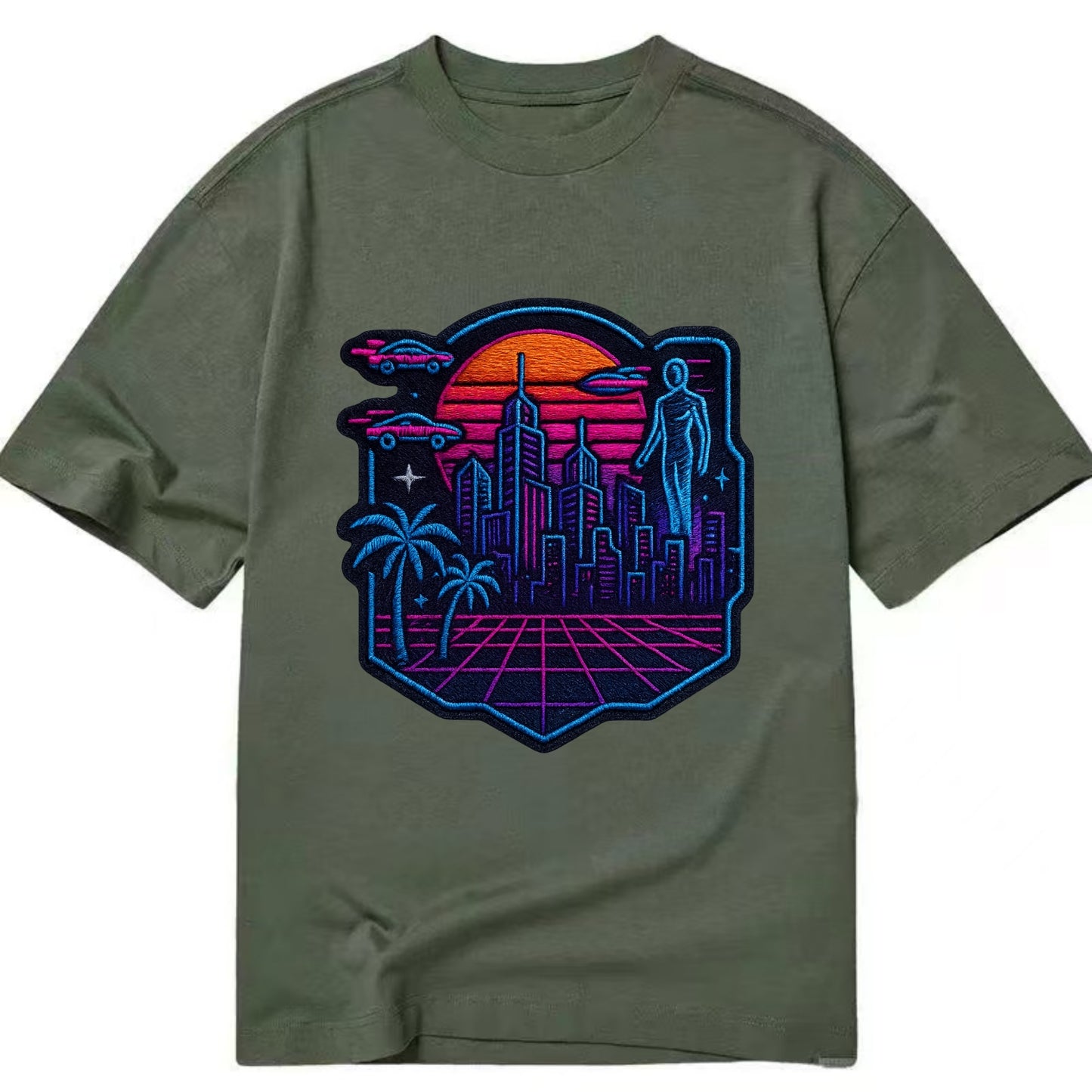Cyberpunk City - Classic T-shirt - Army Green