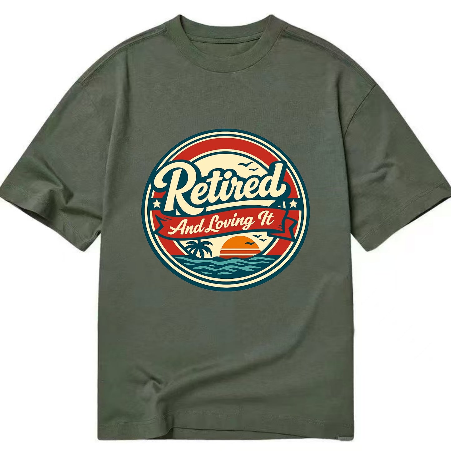 Carefree Retirement Emblem - Classic T-shirt - Army Green