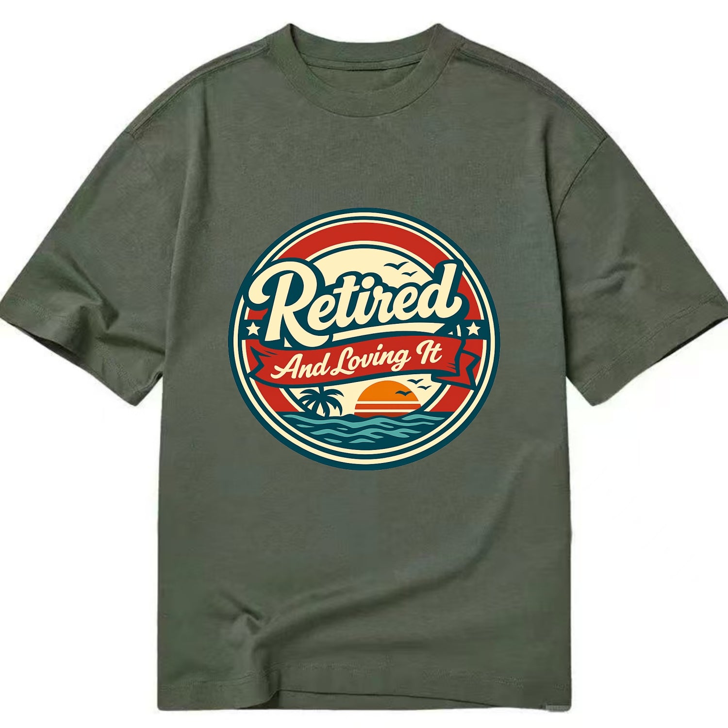 Carefree Retirement Emblem - Classic T-shirt - Army Green