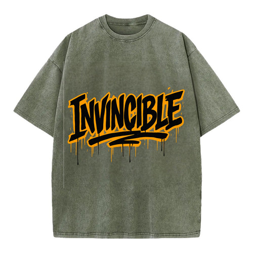 Bold typography design - INVINCIBLE - cannot be defeated, unconquerable - Vintage T-shirt