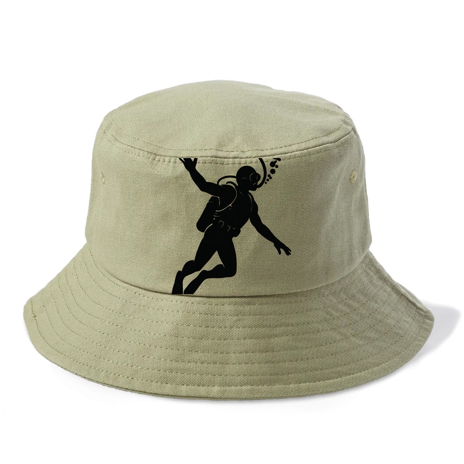 Scuba diver descending with gear - Bucket Hat - Army Green