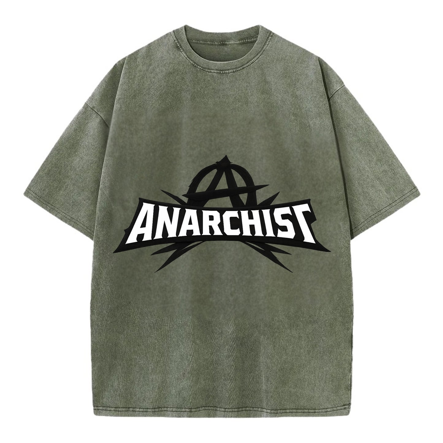 Bold typography design - "ANARCHIST" - no masters, self-governed - Vintage T-shirt - Army Green