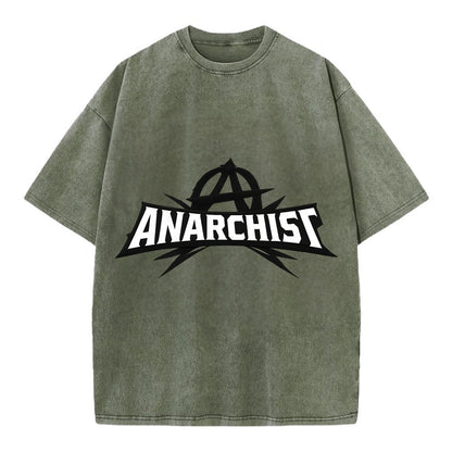Bold typography design - "ANARCHIST" - no masters, self-governed - Vintage T-shirt - Army Green