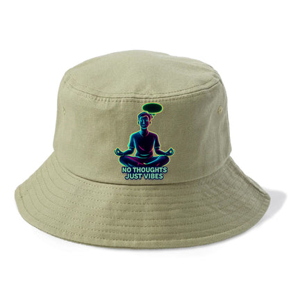 Peaceful floating figure with empty thought bubble - "no thoughts just vibes" zen state - Bucket Hat - Army Green