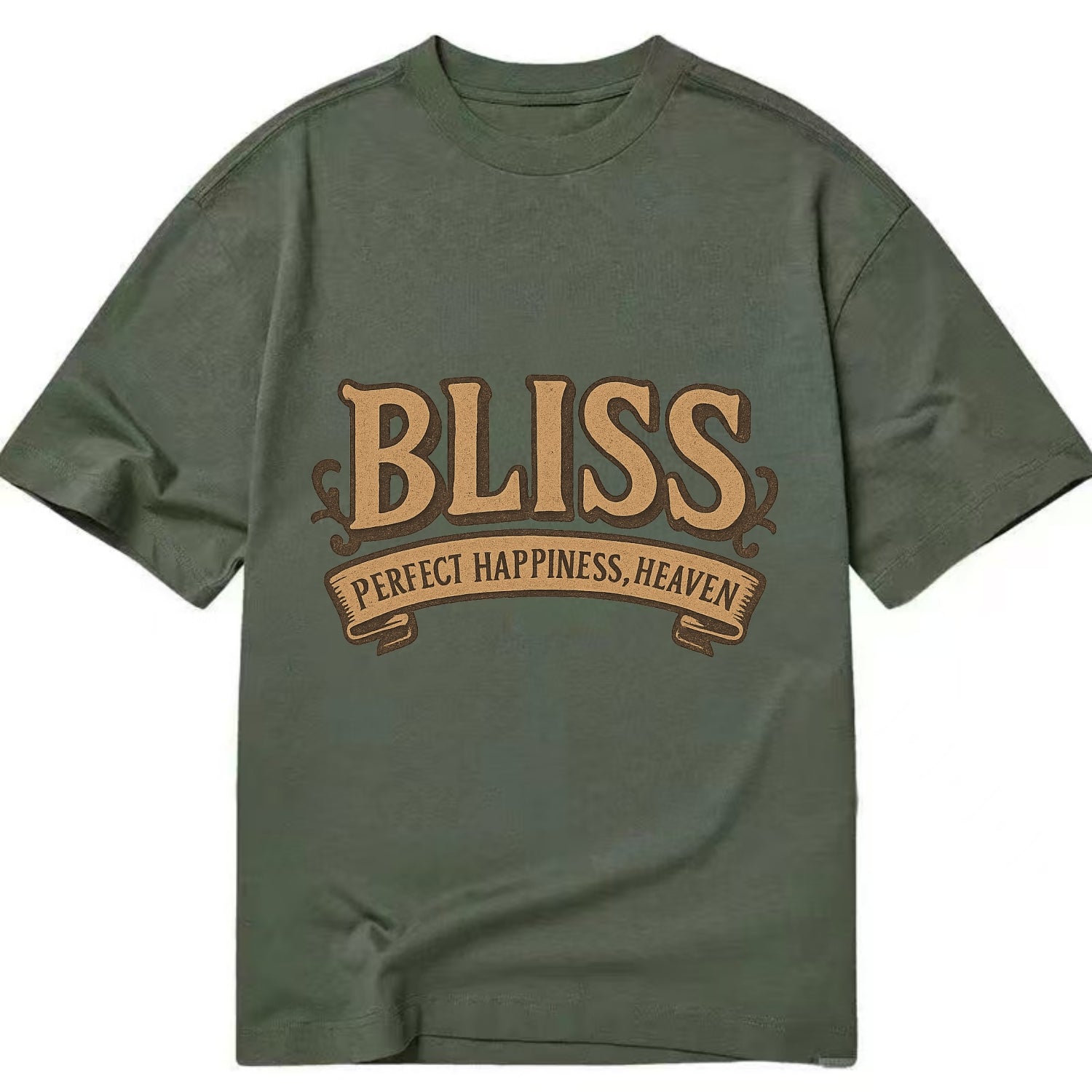 Bold typography design - "BLISS" - perfect happiness, heaven - Classic T-shirt - Army Green