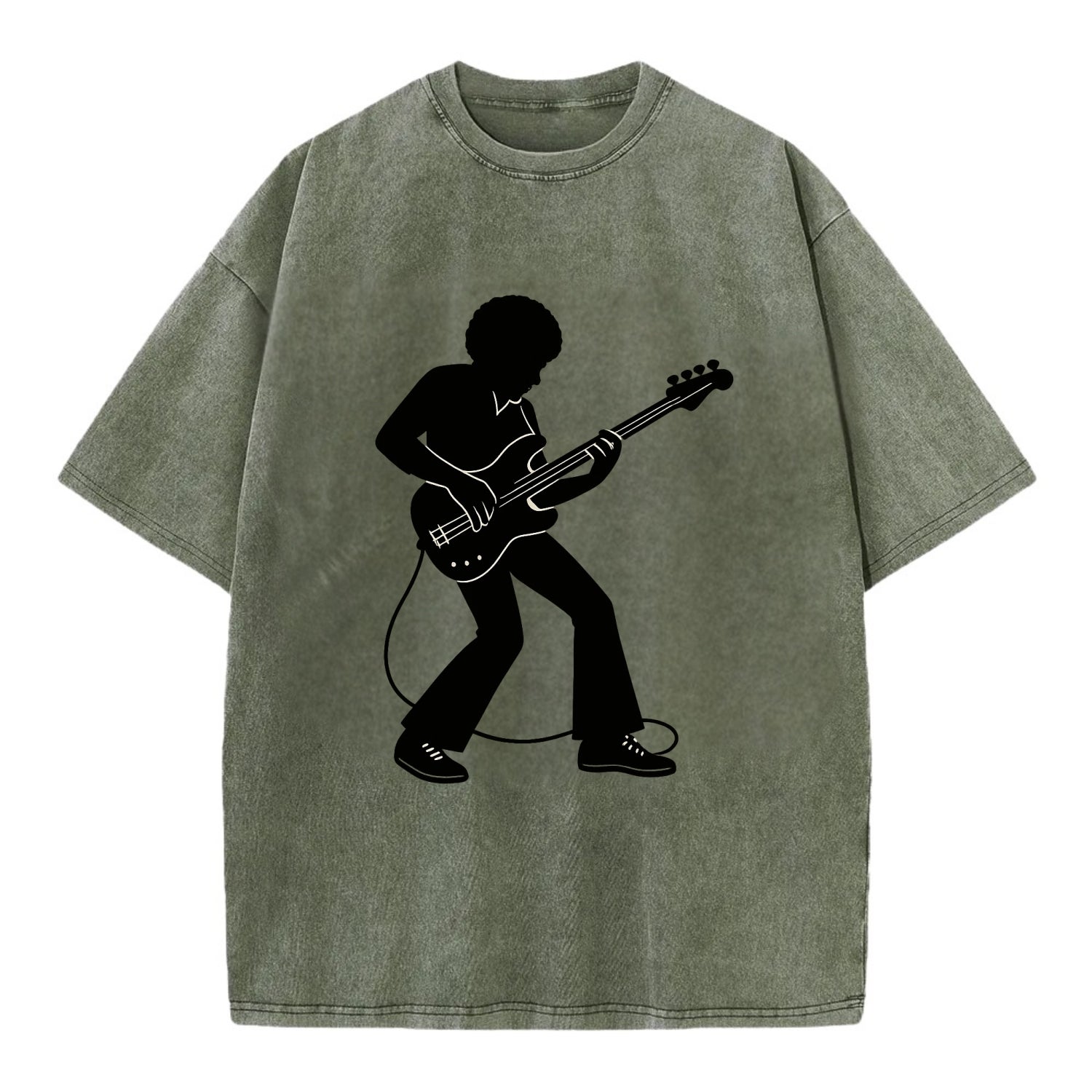 Bass guitarist slap technique - Vintage T-shirt - Army Green
