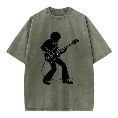 Bass guitarist slap technique - Vintage T-shirt - Army Green